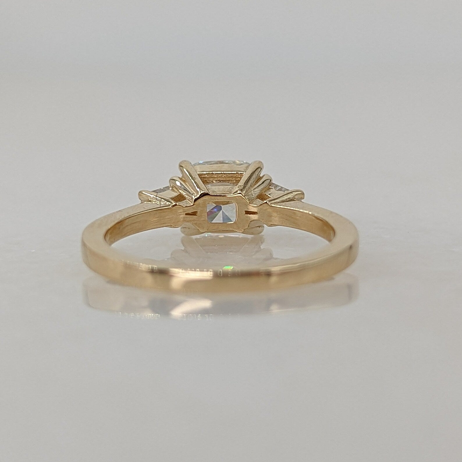 1 CT Elongated Cushion Cut Three Stone Moissanite Engagement Ring