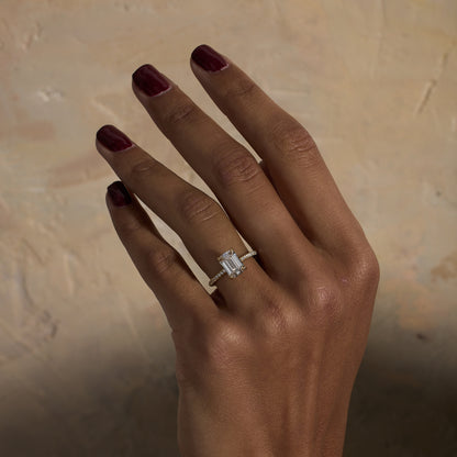 1.82 CT - 2.82 CT Emerald Cut Lab grown Diamond Pave Engagement Ring