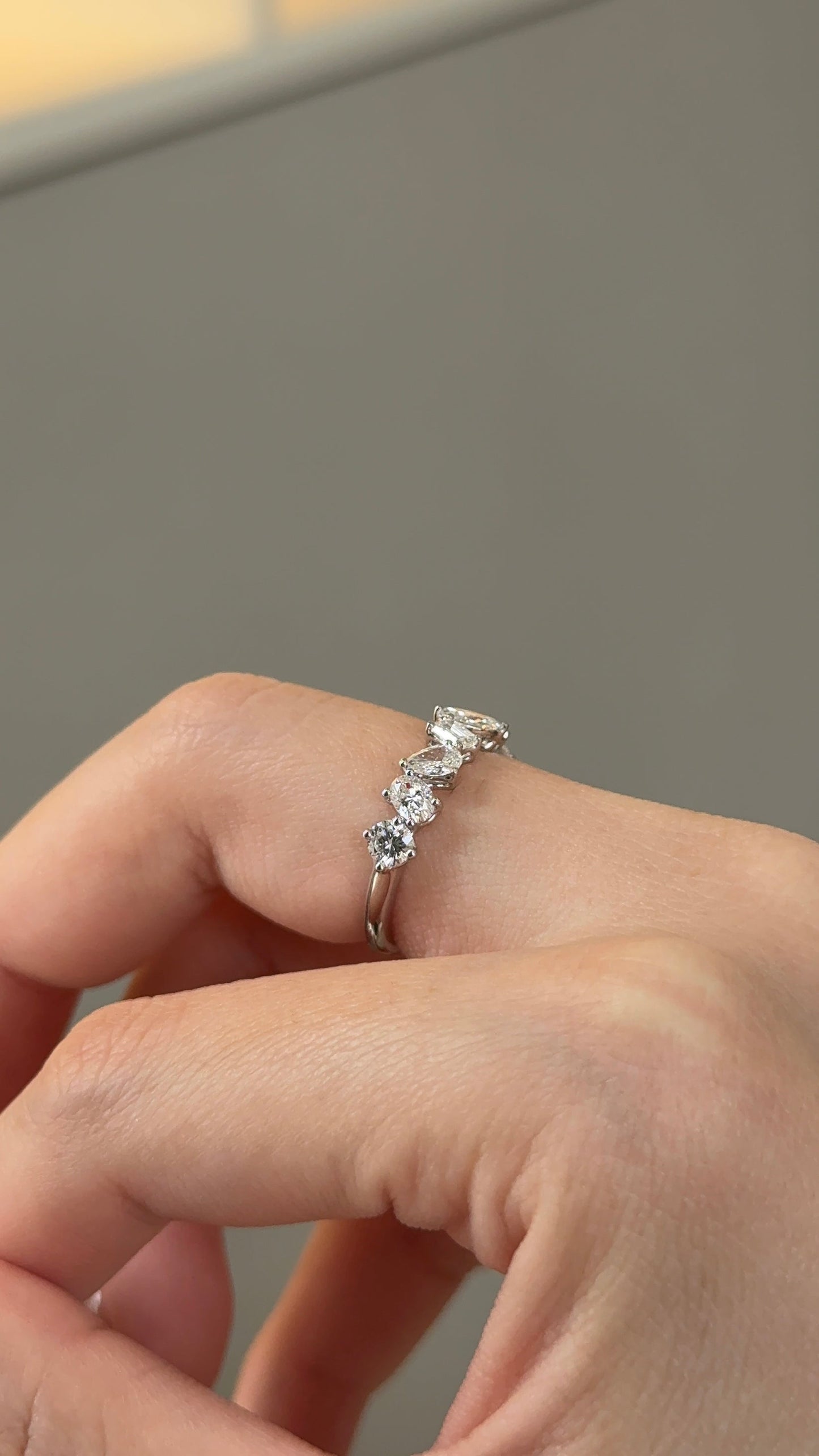 1.33 TCW Mix Fancy CVD Diamond Half Eternity Wedding Band