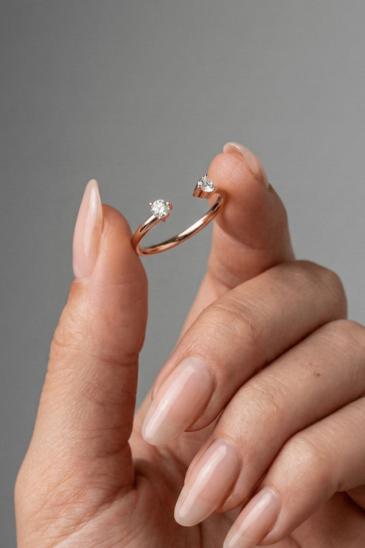 Round Moissanite Open Cuff Wedding Band