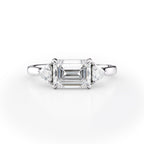 1.5 CT Emerald Cut Three Stone Moissanite Engagement Ring