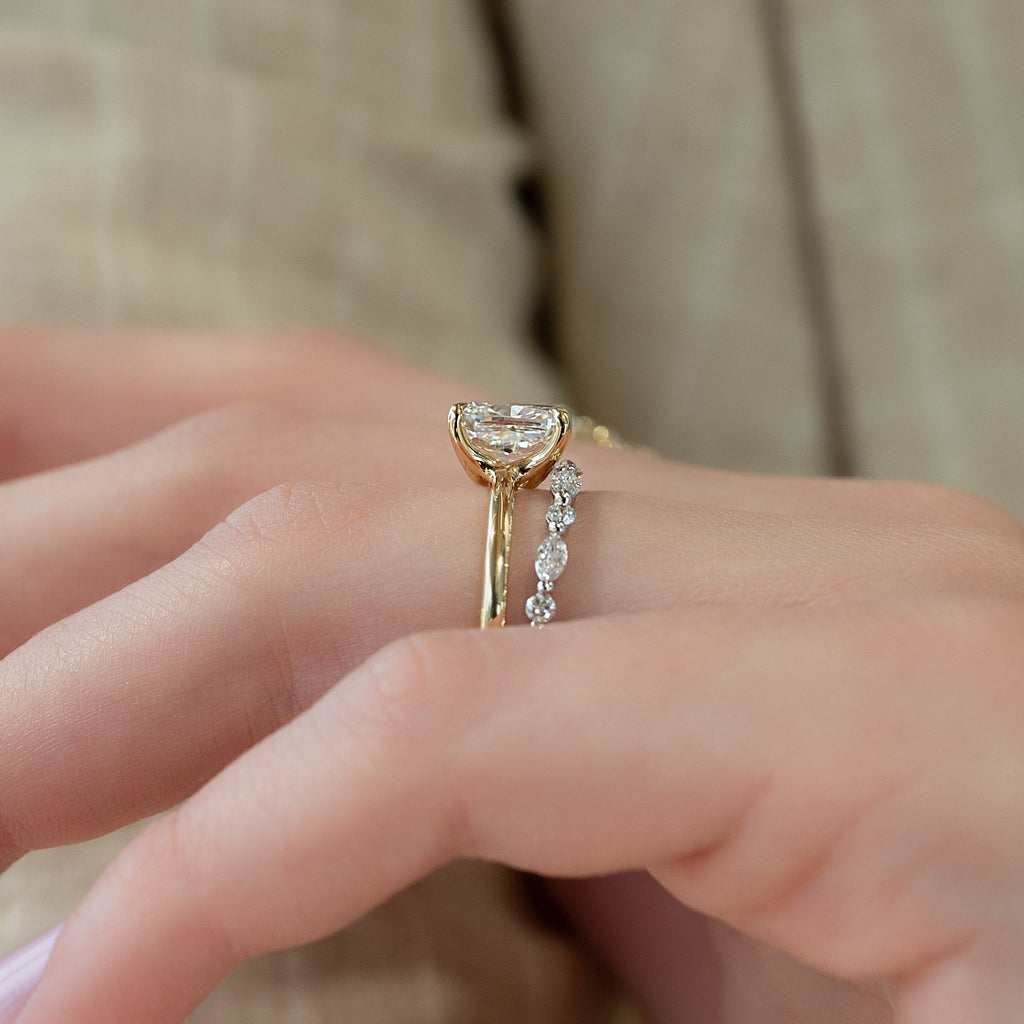 2.5 CT Elongated Cushion Solitaire Moissanite Engagement Ring