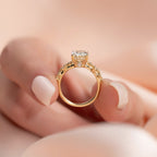 2 CT - 2.5 CT Elongated Cushion Cut Cluster Moissanite Engagement Ring