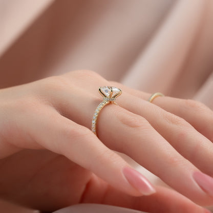 2 CT - 3 CT Round Cut Hidden Halo Pave Moissanite Engagement Ring