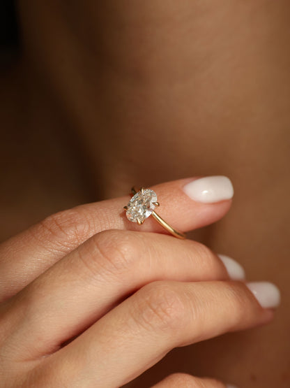 1 CT - 3 CT Oval Cut Lab grown Diamond Solitaire Engagement Ring