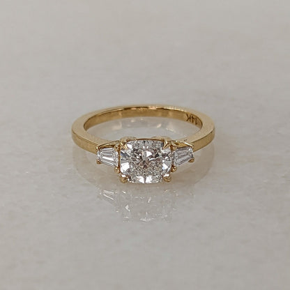 1 CT Elongated Cushion Cut Three Stone Moissanite Engagement Ring