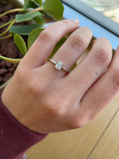 0.46 CT Radiant Cut Solitaire Moissanite Engagement Ring