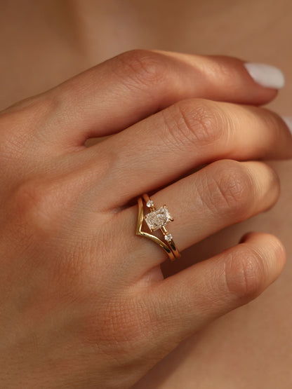 1 CT - 3 CT Radiant Cut Lab grown Diamond Side Stones Engagement Ring