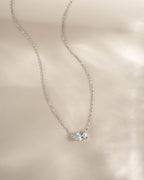 1.33 CT Pear Cut Moissanite Diamond Sideways Solitaire Pendant Necklace