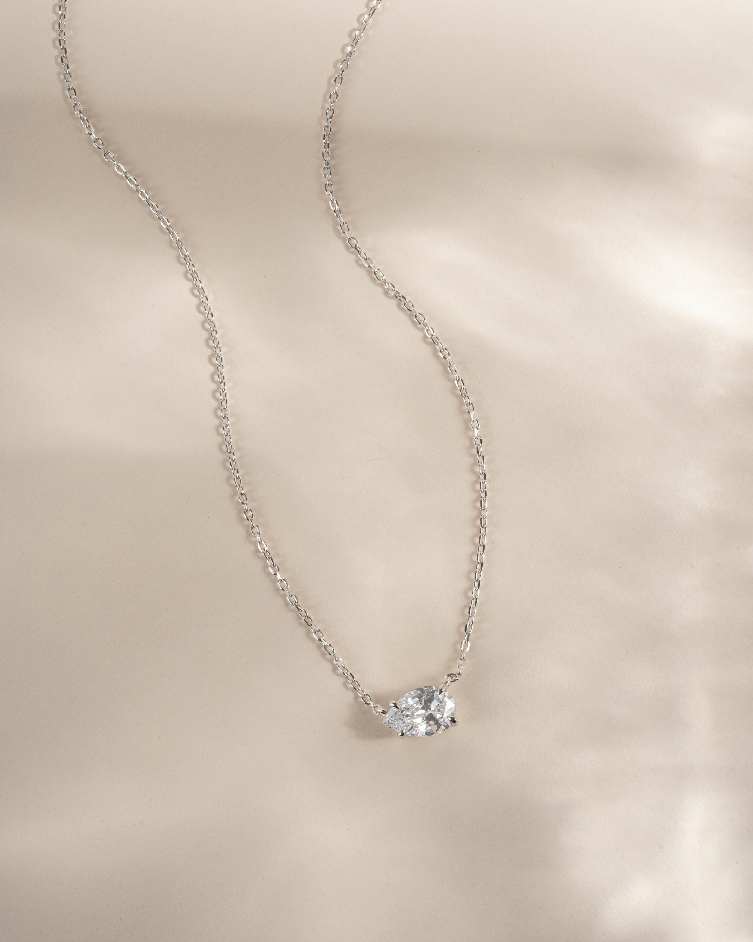 1.33 CT Pear Cut Moissanite Diamond Sideways Solitaire Pendant Necklace