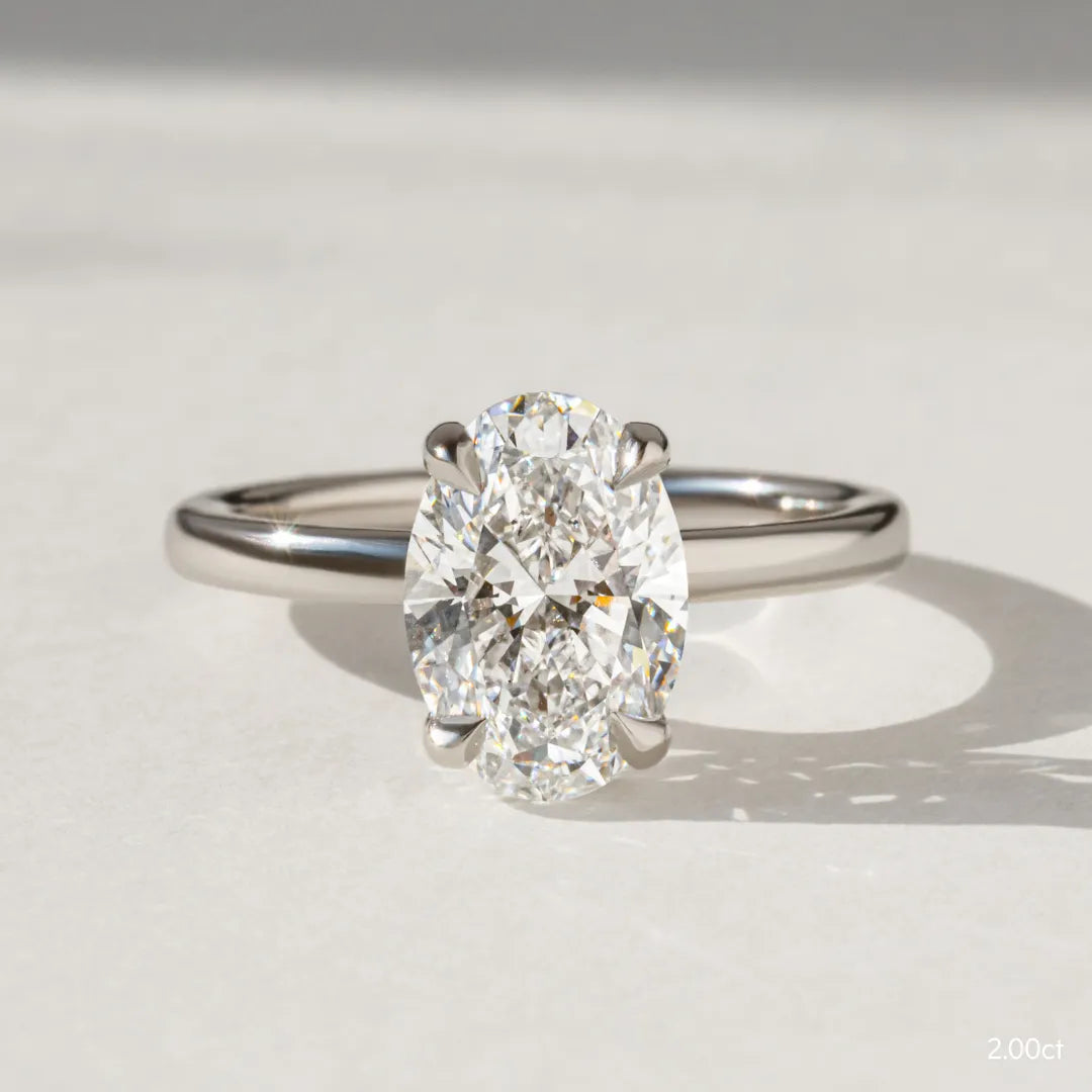 2 CT - 2.2 CT Oval Cut Solitaire Moissanite Engagement Ring