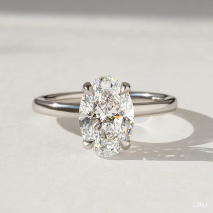 2 CT - 2.2 CT Oval Cut Solitaire Moissanite Engagement Ring