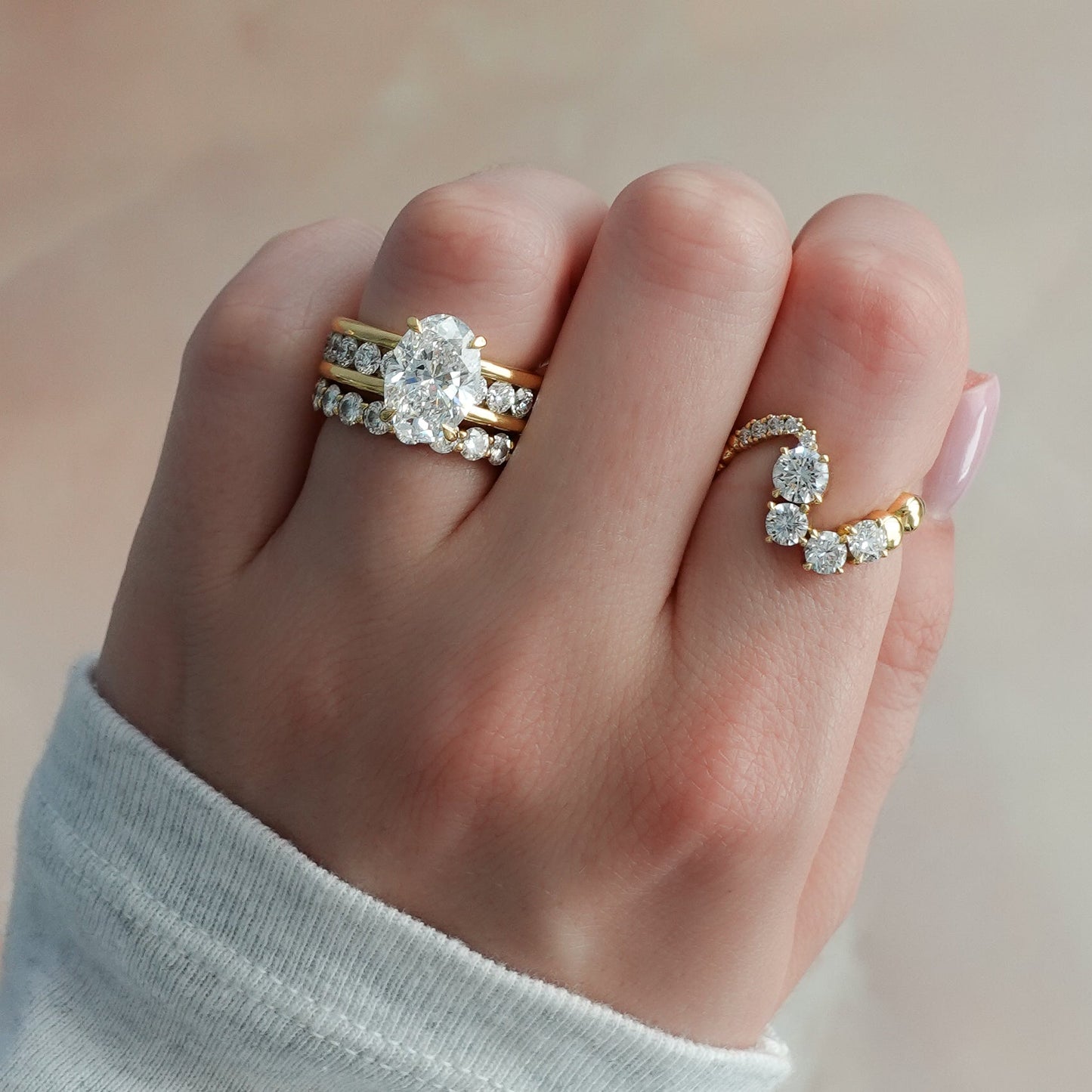 3 CT - 4 CT Oval Cut Lab grown Diamond Channel Setting Engagement Ring