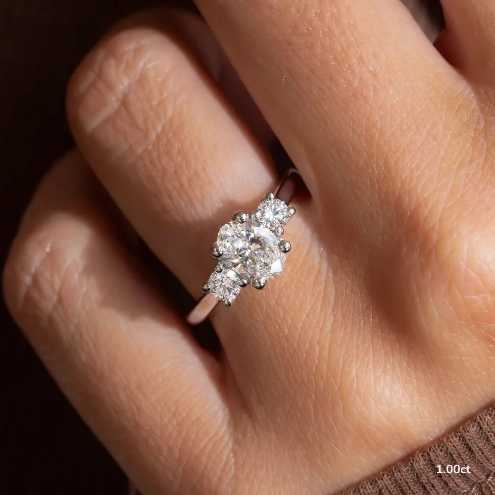 1 CT Oval Cut Three Stone Moissanite Engagement Ring