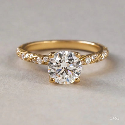 1.7 CT - 2.8 CT Round Cut Twisted Pave Moissanite Engagement Ring