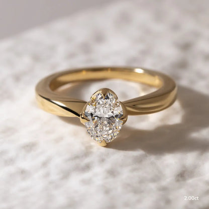 2 CT - 3 CT Oval Cut Solitaire Style Flower Moissanite Engagement Ring