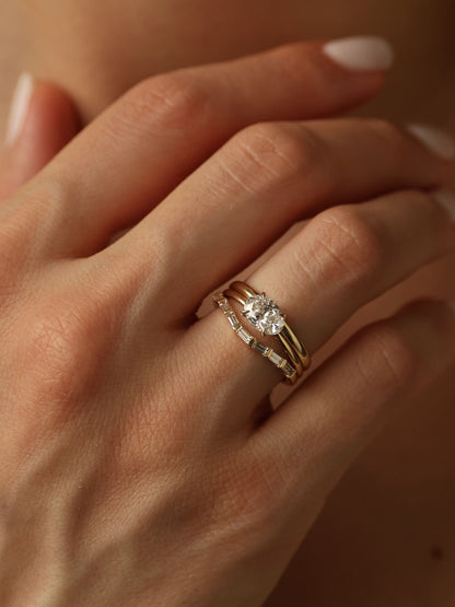 1 CT - 3 CT East-West Oval Cut Lab grown Diamond Solitaire Engagement Ring