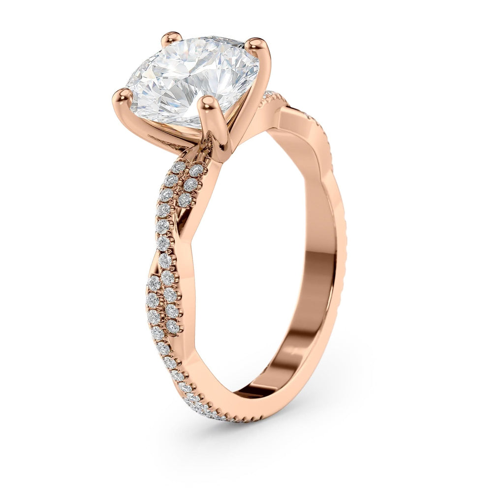 2 CT Round Cut Twisted Pave Moissanite Engagement Ring