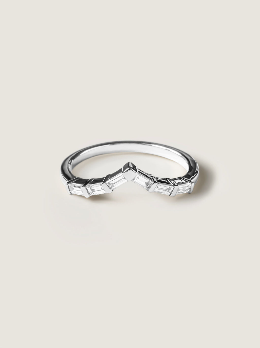 0.3 TCW Baguette CVD Diamond V-Shaped Wedding Band