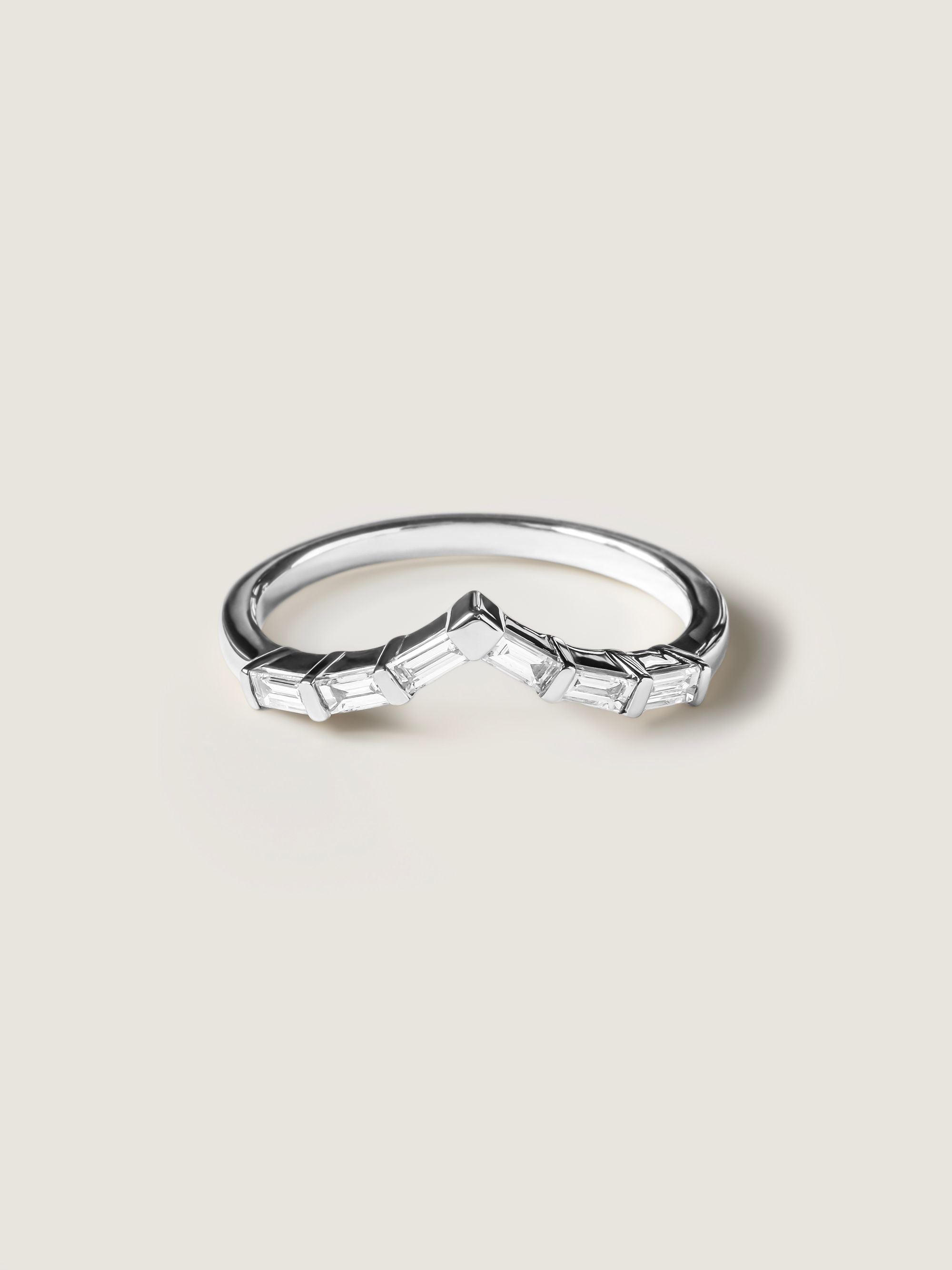 0.3 TCW Baguette CVD Diamond V-Shaped Wedding Band