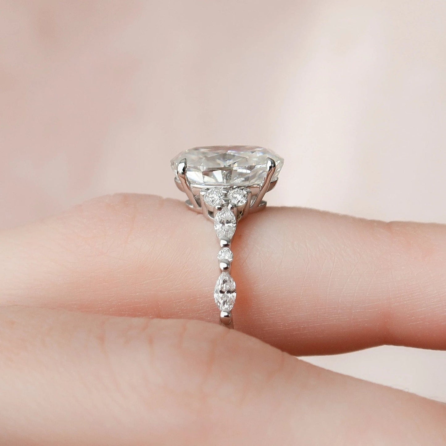 3.0 CT Oval Cut  Moissanite Half Eternity Bridal Set