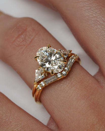 2.02 CT - 3.02 CT Oval Cut Lab grown Diamond Three Stone Engagement Ring