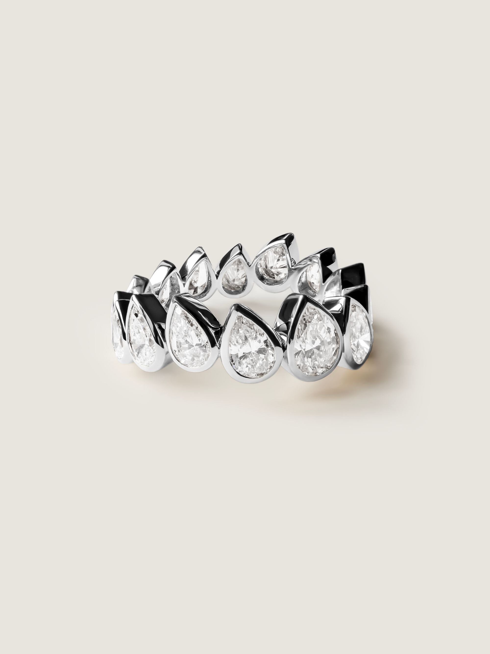 3.2 TCW Pear CVD Diamond Bezel Eternity Wedding Band
