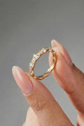 Round CVD Diamond Pave Ripple Wedding Band