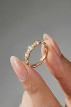 Round CVD Diamond Pave Ripple Wedding Band