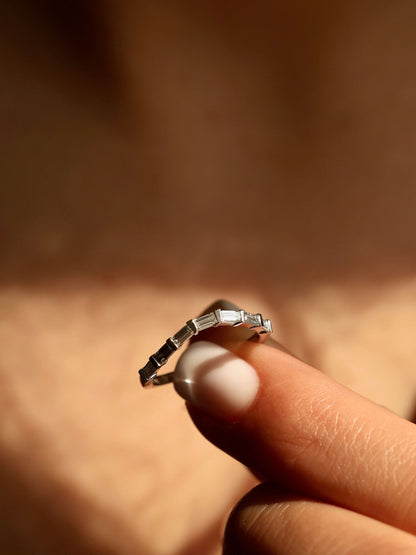0.37 TCW Baguette CVD Diamond Curved Wedding Band