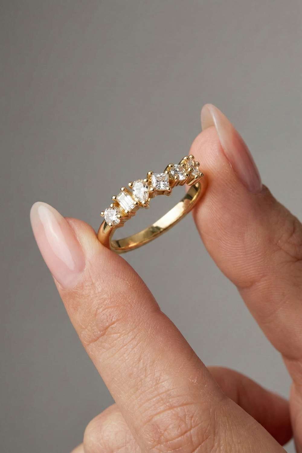 Multi Stone Moissanite Diamond Wedding Band