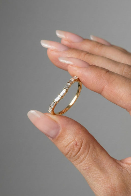Baguette CVD Diamond Curved Wedding Band