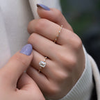 1.5 CT - 3 CT Emerald Cut Hidden Halo Dainty Moissanite Engagement Ring