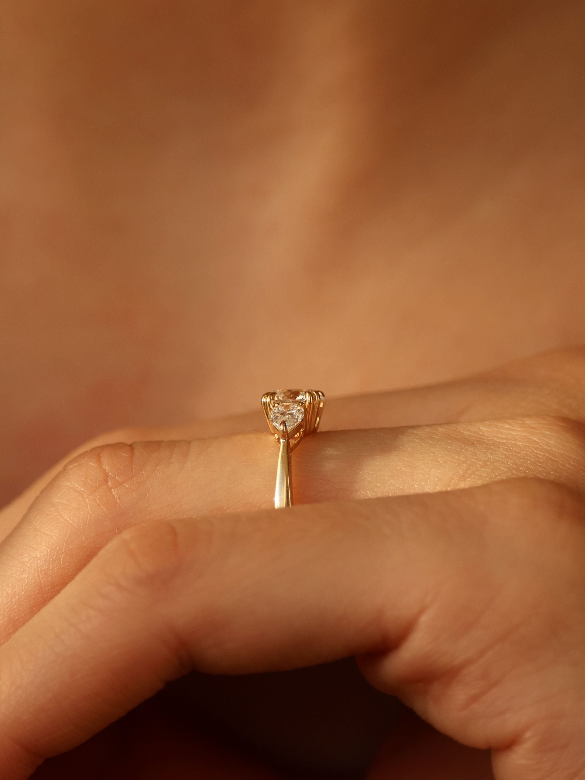 1 CT - 3 CT Round Cut Lab grown Diamond Three Stone Engagement Ring