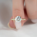 1.5 CT - 2 CT Round Cut Hidden Halo Moissanite Engagement Ring