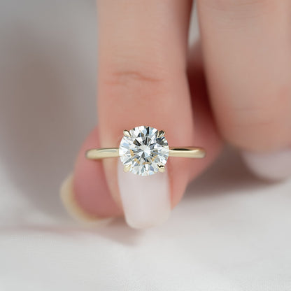 1.5 CT - 2 CT Round Cut Hidden Halo Moissanite Engagement Ring