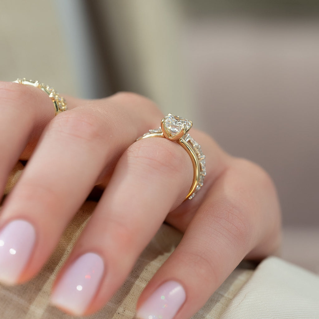 2.5 CT Elongated Cushion Solitaire Moissanite Engagement Ring