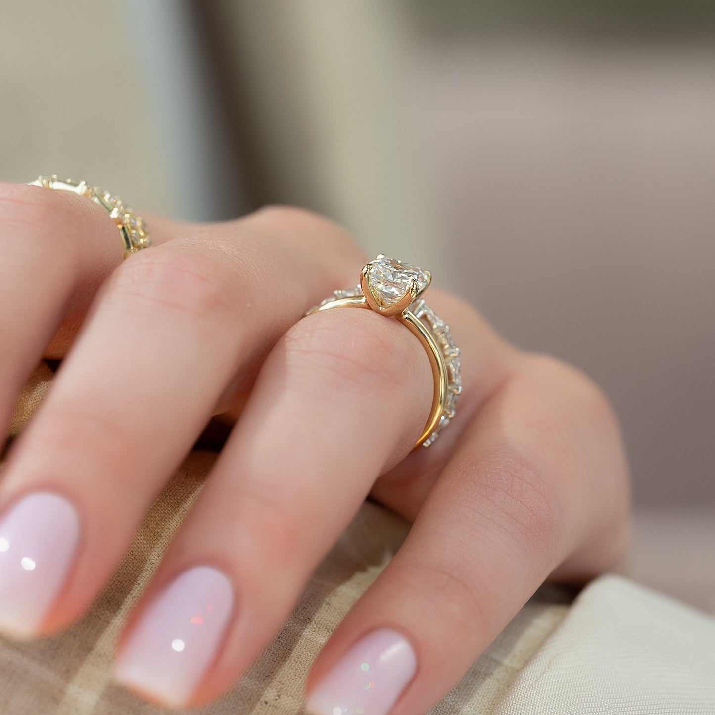 2.5 CT Elongated Cushion Solitaire Moissanite Engagement Ring