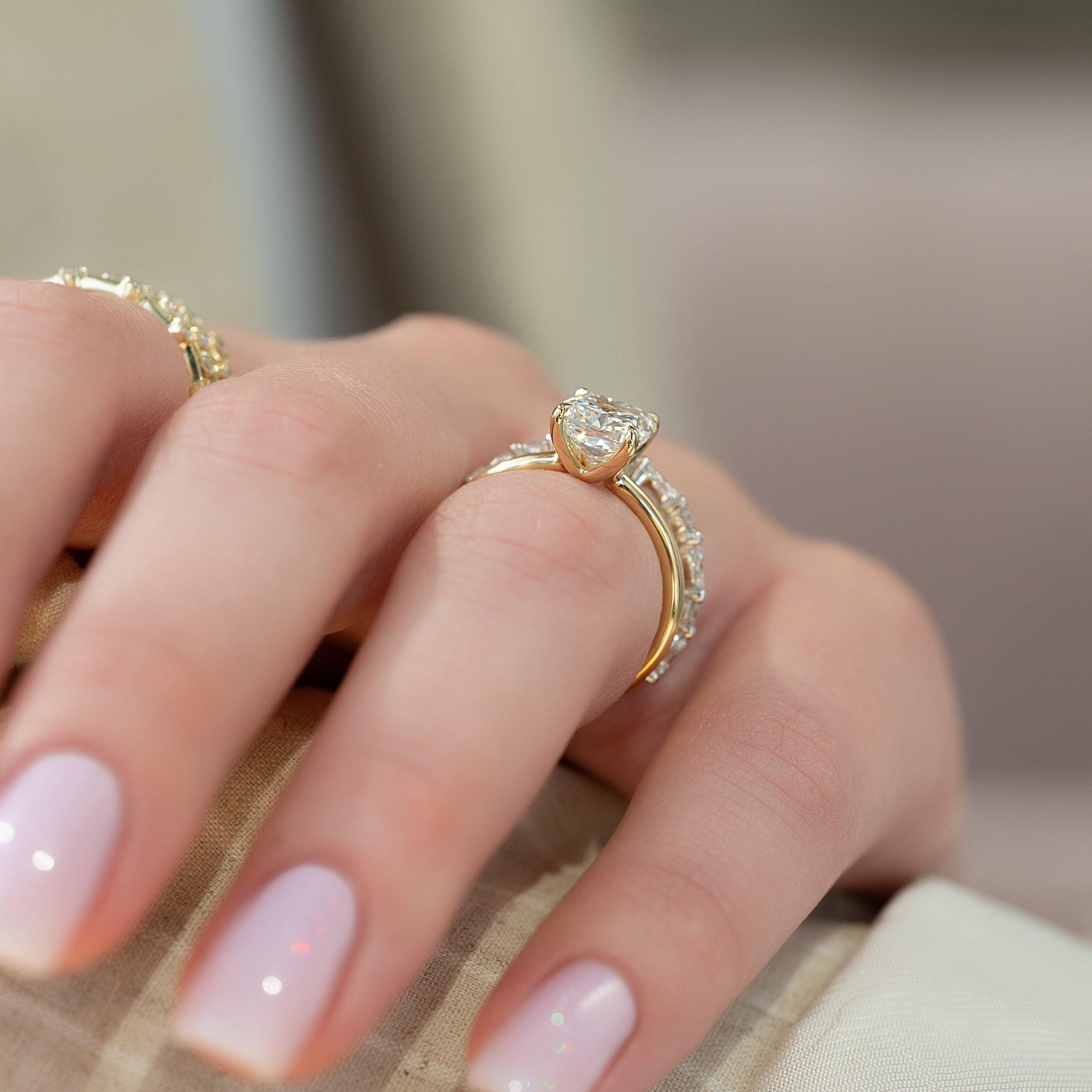 2.5 CT Elongated Cushion Solitaire Moissanite Engagement Ring