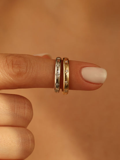 0.1 TCW Round CVD Diamond Flush Setting Wedding Band