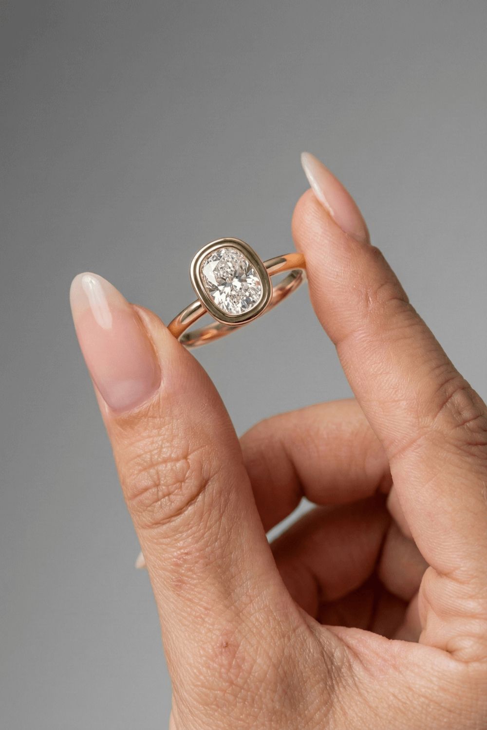 Elongated Cushion Cut Bezel Solitaire Moissanite Engagement Ring