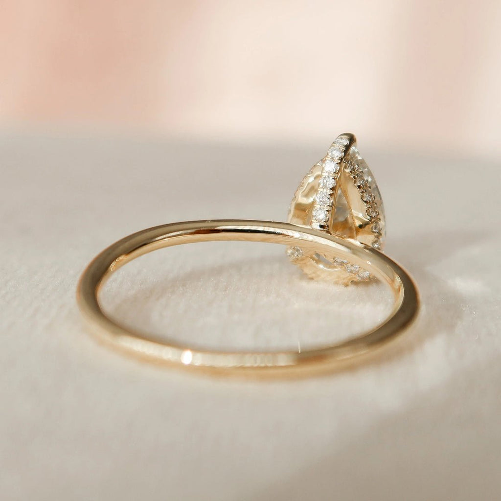 1.5 CT Pear Cut Hidden Halo Moissanite Solitaire Bridal Set