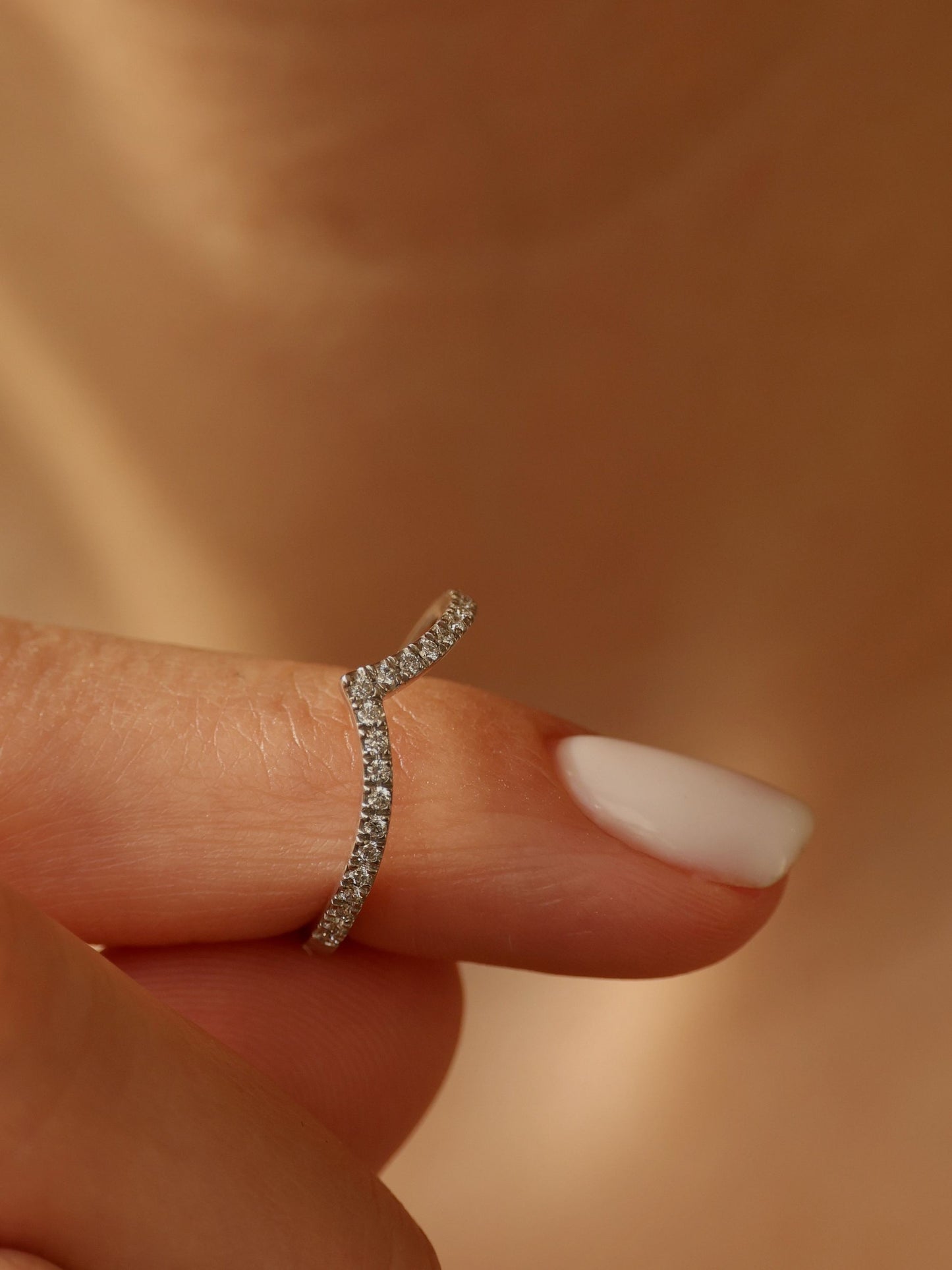 0.2 TCW Round CVD Diamond Pave V-Shaped Wedding Band