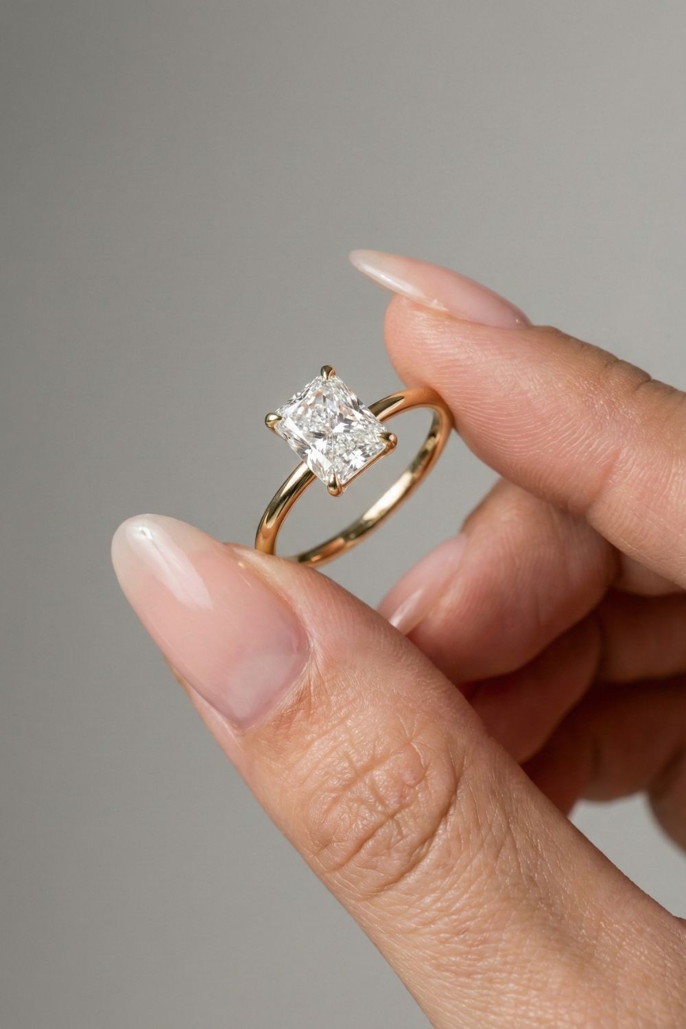 Radiant Cut Lab grown Diamond Solitaire Engagement Ring