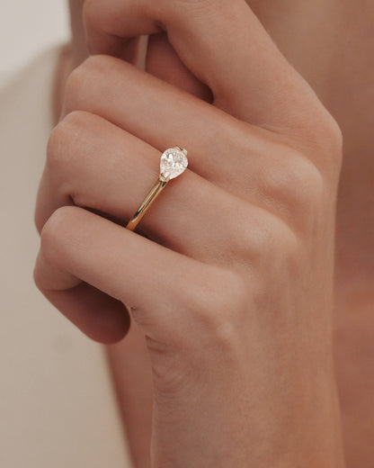 1 CT - 2 CT Pear Cut Lab grown Diamond Tension Setting Solitaire Engagement Ring