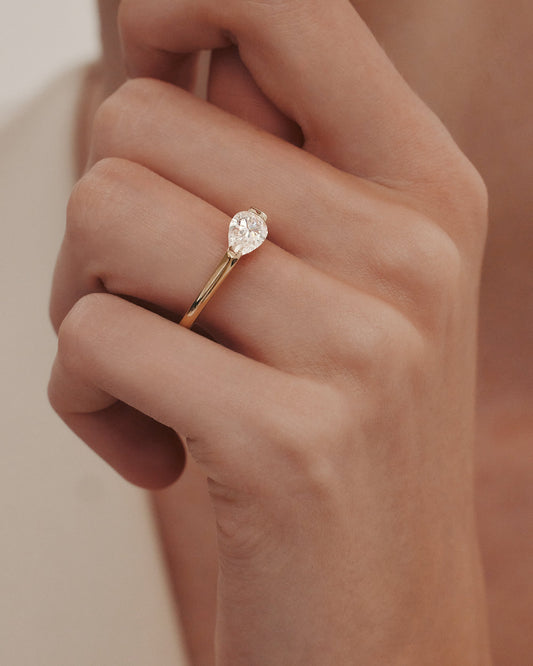 1 CT - 2 CT Pear Cut Lab grown Diamond Tension Setting Solitaire Engagement Ring