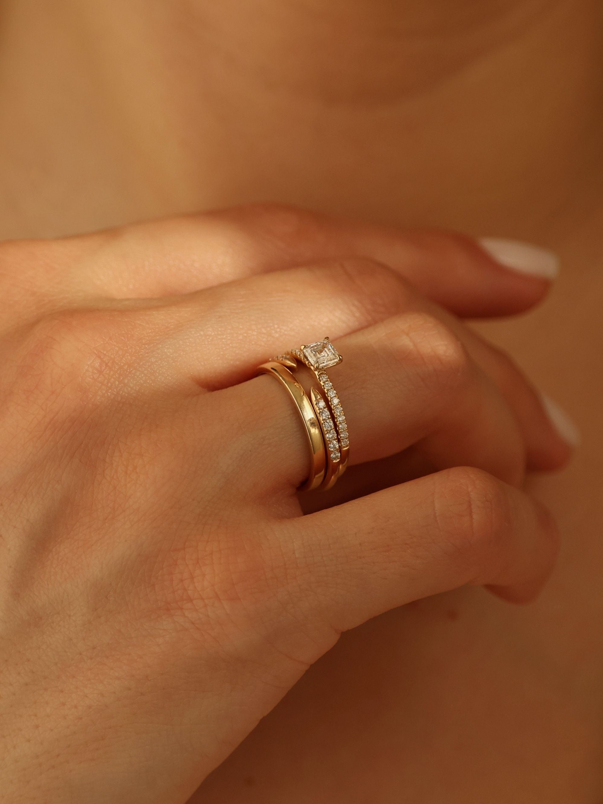 0.50 CT - 2.50 CT Asscher Cut Lab grown Diamond Pave Engagement Ring