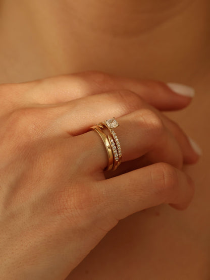 0.50 CT - 2.50 CT Asscher Cut Lab grown Diamond Pave Engagement Ring