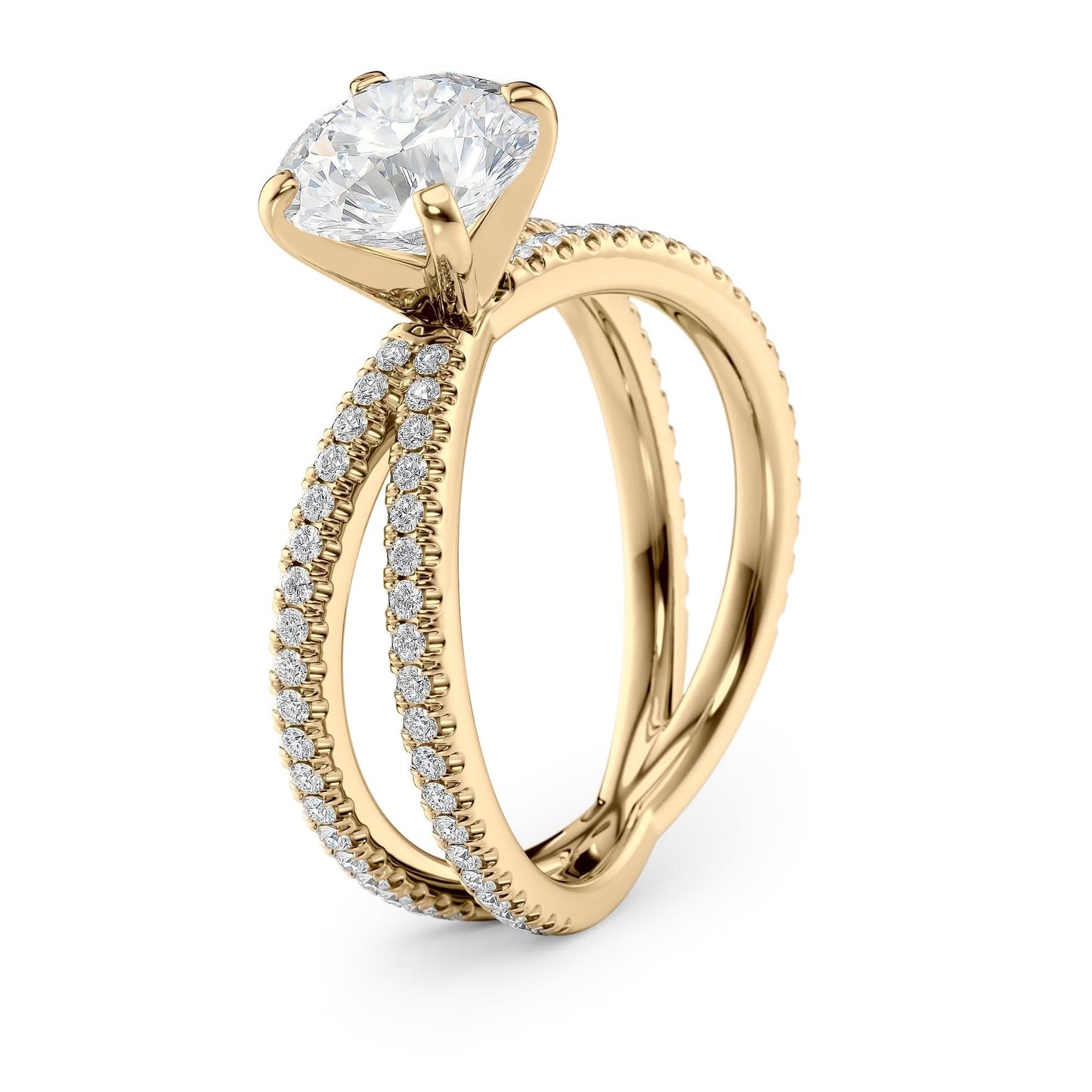 1.5 CT Round Cut Criss-Cross Pave Moissanite Engagement Ring