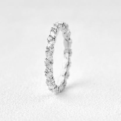 0.3 TCW Marquise Moissanite Full Eternity Cluster Wedding Band
